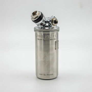 Heavy duty stainless steel fuel filter with angled fittings automotive industrial