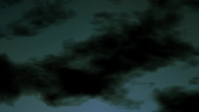Seamless looping background of dark clouds drifting across a muted teal sky
