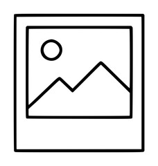 Polaroid Photo Vector Icon with Mountain Landscape - Hand-Drawn Minimalist Line Illustration for Graphic Design © FaizanAhmad