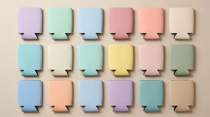 Obraz premium Set of colorful blank foam can coolers for keeping drinks cold in various pastel colors. koozie