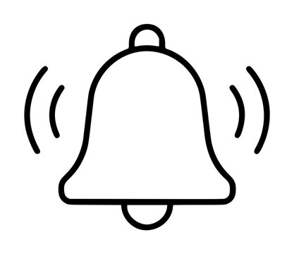 Ringing Bell Vector Icon - Hand-Drawn Notification Illustration with Minimalist Line Art and Sound Waves