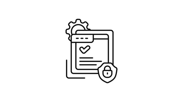 Minimalist outline animation of data security web page verified drawing on and fading out. Features a clean pop up style in 3 color setups.