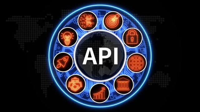 API digital. marketing data. Business, Technology, Internet and network concept. Webinar. overseeing project management practices, processes, and methodologies. 4k 
