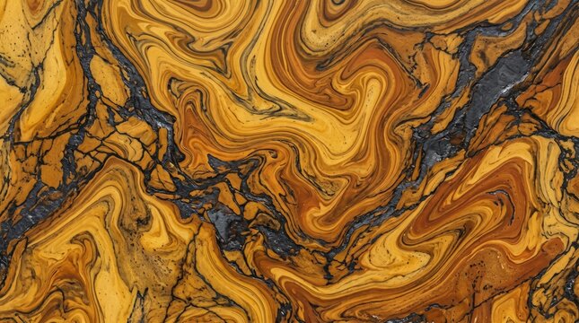 Fluid abstract marble texture with swirling golden brown and dark mineral patterns background abstract material backdrop