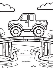 Monster Truck Coloring Page for Kids, Printable Vector Line Art, Black and White Illustration, Bold and Easy Coloring Pages, Coloring book, Coloring Pages © Art Design