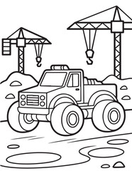 Monster Truck Coloring Page for Kids, Printable Vector Line Art, Black and White Illustration, Bold and Easy Coloring Pages, Coloring book, Coloring Pages © Art Design