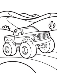 Monster Truck Coloring Page for Kids, Printable Vector Line Art, Black and White Illustration, Bold and Easy Coloring Pages, Coloring book, Coloring Pages © Art Design