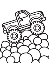 Monster Truck Coloring Page for Kids, Printable Vector Line Art, Black and White Illustration, Bold and Easy Coloring Pages, Coloring book, Coloring Pages © Art Design