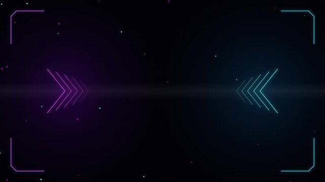 Digital Motion Render with Neon Arrows and Particles for Abstract Background Design