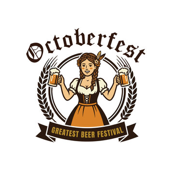 Octoberfest clipart logo emblem for the greatest beer festival. Suitable for prints, merchandise, or logo design.