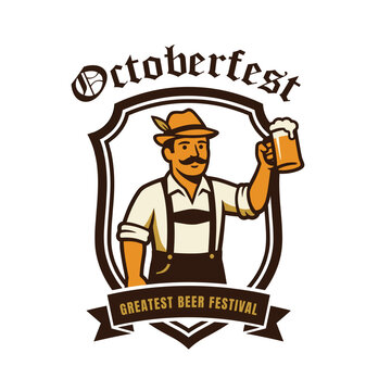 Octoberfest clipart logo emblem for the greatest beer festival. Suitable for prints, merchandise, or logo design.