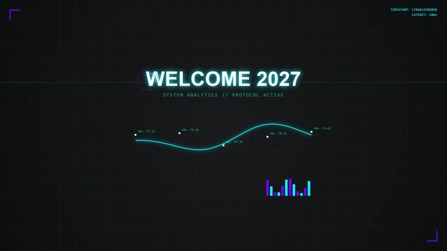 Futuristic Digital Interface Welcome 2027 Motion Graphics Background.
