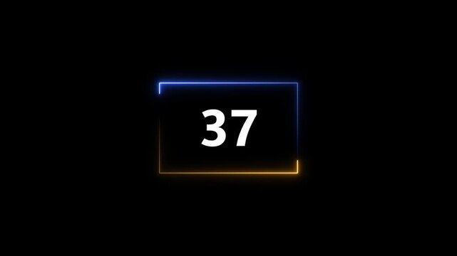 42 to 0 second modern digital countdown timer glowing neon light style on black screen.42 to 0 second countdown gaming concept.