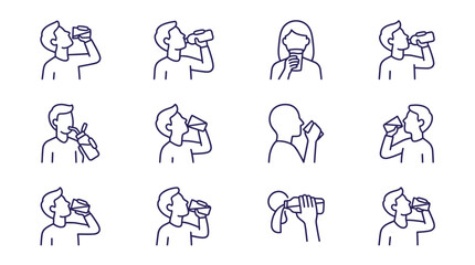 Sleek Minimalist Line Art Illustrations of People Using Various Handheld Devices and Objects in Monochrome © Talefi