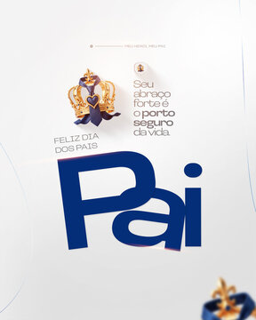 Feliz Dia dos Pais Post Card M&ecirc;s de Agosto Amor de Pai Flyer Social Media