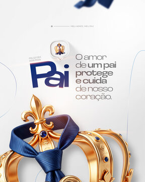 Feliz Dia dos Pais Post Card M&ecirc;s de Agosto Amor de Pai Flyer Social Media