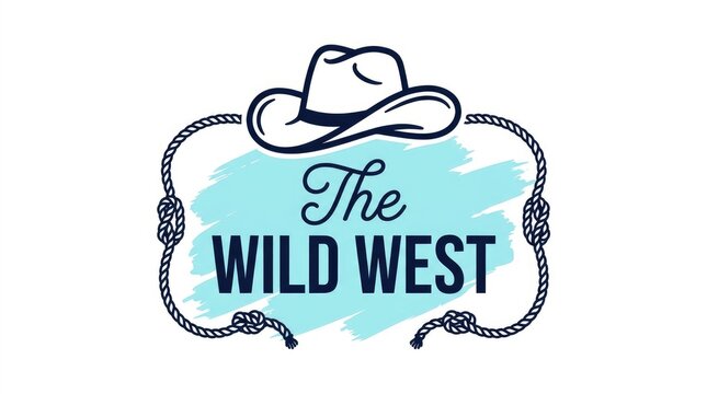 Graphic illustration featuring a cowboy hat and rope border design for a wild west themed logo