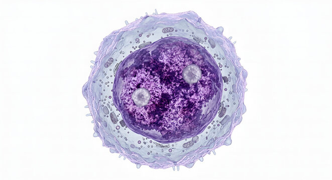 Photorealistic 3D Render of a Leukemia Blood Cell: Detailed Scientific Medical Illustration Isolated on White Background