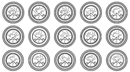 Circular Mountain Landscape Emblem Pattern - Nature Outdoors Adventure Logo Icon © Padel