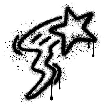 Star logo designs in graffiti style with black spray paint. Fast star logo