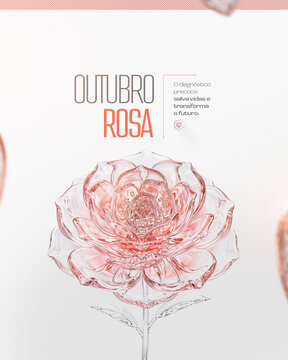Outubro Rosa Campanha C&acirc;ncer de Mama Social Media Flyer Feed Post Card