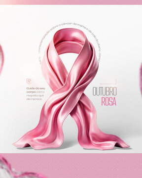 Outubro Rosa Campanha C&acirc;ncer de Mama Social Media Flyer Feed Post Card