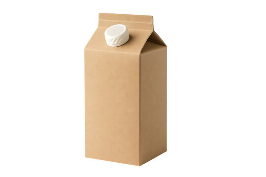 Blank kraft beverage carton mockup isolated on transparent background