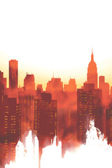 Fototapeta premium Vibrant Urban Skyline Silhouette at Sunset
