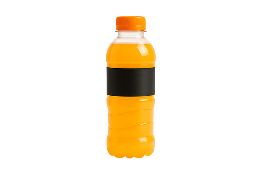 Orange sports drink bottle mockup isolated on transparent background