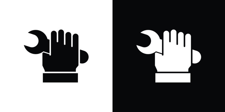 Spanner in hand icon simple symbol collection