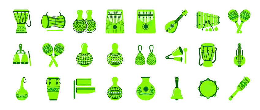 Collection of African and World Musical Instruments Icons