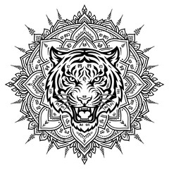 Fototapeta premium Tiger Face Mandala Tattoo Design