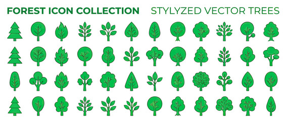Collection of stylized green trees vector icons © ahmad