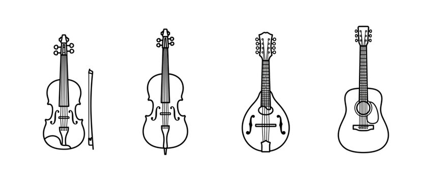 Hand-drawn String Instruments Collection
