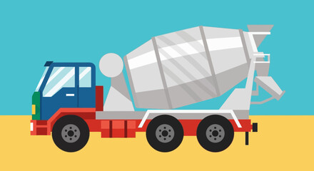 Naklejka premium Concrete mixer truck vector illustration for construction building and industrial transportation concept