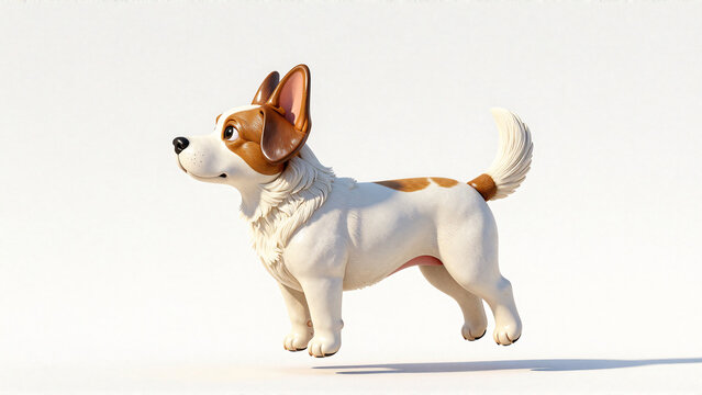 3D Stylized Corgi Dog Figurine on White Background