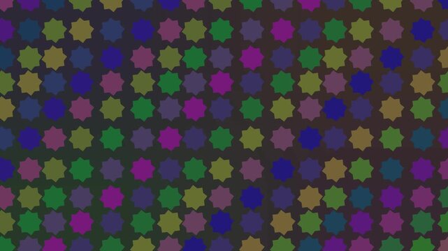Dark Multicolor Dodecagonal Star Grid Seamless Motion Loop