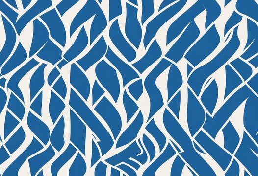 Abstract blue and white seamless pattern with modern organic leaf or wave design