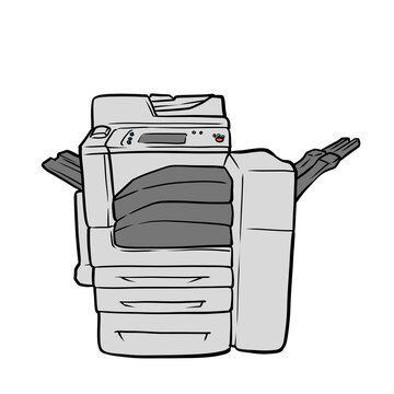 Office photocopier printer machine cartoon illustration for children education isolated on transparent background
