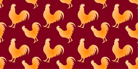 elegant orange rooster pattern for traditional spring festival © foxndeer