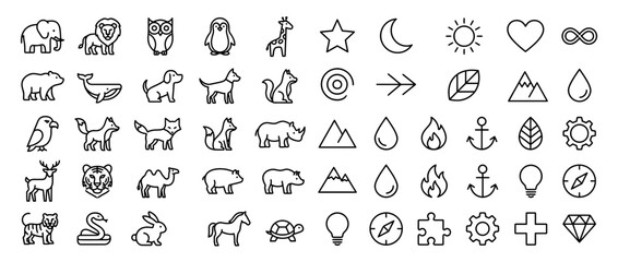 Collection of Simple Line Icons for Nature and Symbols © anis