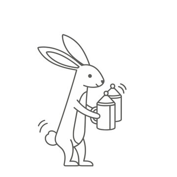 Rabbit holding two beer mugs