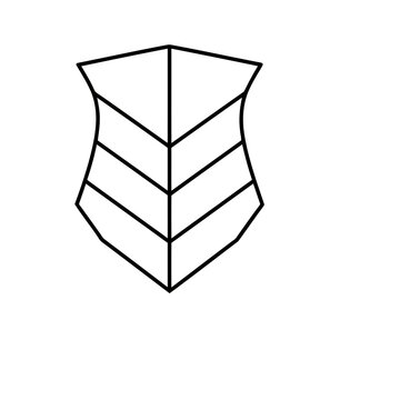 Shield outline with vertical line and horizontal stripes