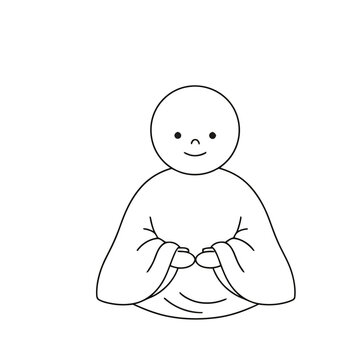 Simple Line Drawing of a Figure with Hands Together