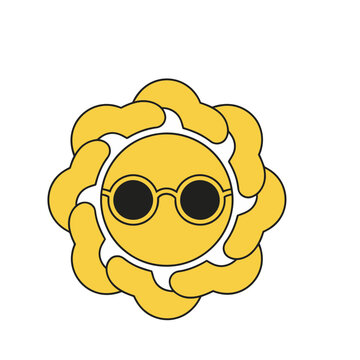 Yellow sun with round glasses icon
