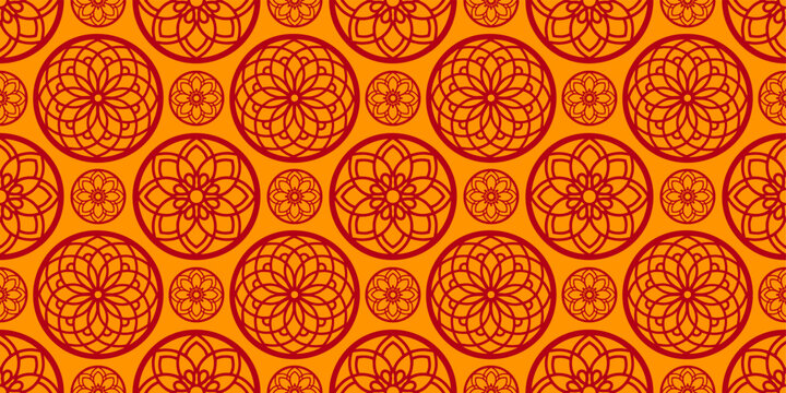 red intricate oriental circle pattern festive traditional culture ornament