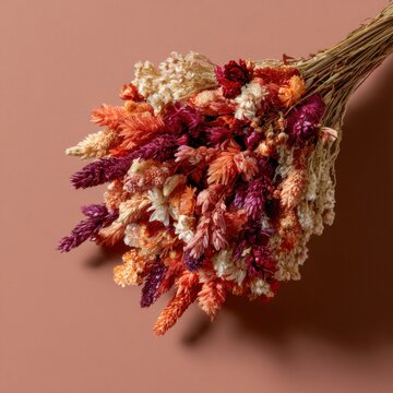 Dried Flower Bouquet in Terracotta/Burgundy