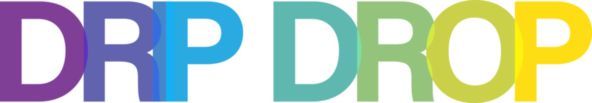 Abstract typography design showcasing the phrase drp drop using colorful overlapping layers and creative artistic visual effects
