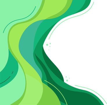 Abstract Green Fluid Wavy Background with White Copy Space for Design