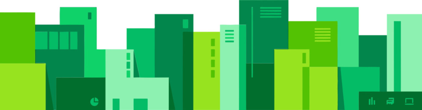 Minimalist Green Sustainable City Architecture Concept Illustration